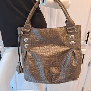 Mondani Metallic Croc-Embossed Tote